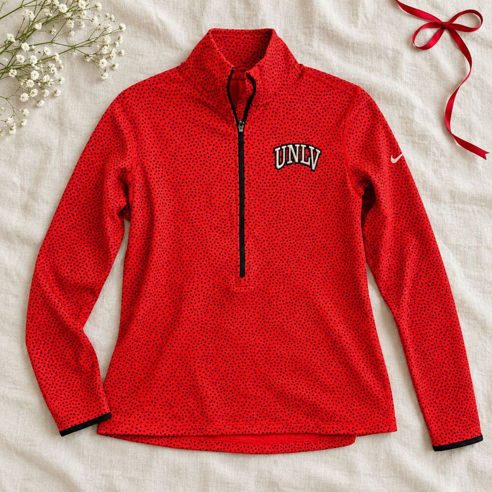 Nike Pro Dri-FIT UNLV Rebels Red Black Dotted Half Zip Pullover Medium
